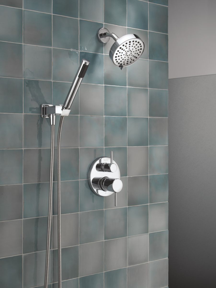 DELTA Modern 14S Shower Trim w Fixed Head & Hand Shower — Chrome