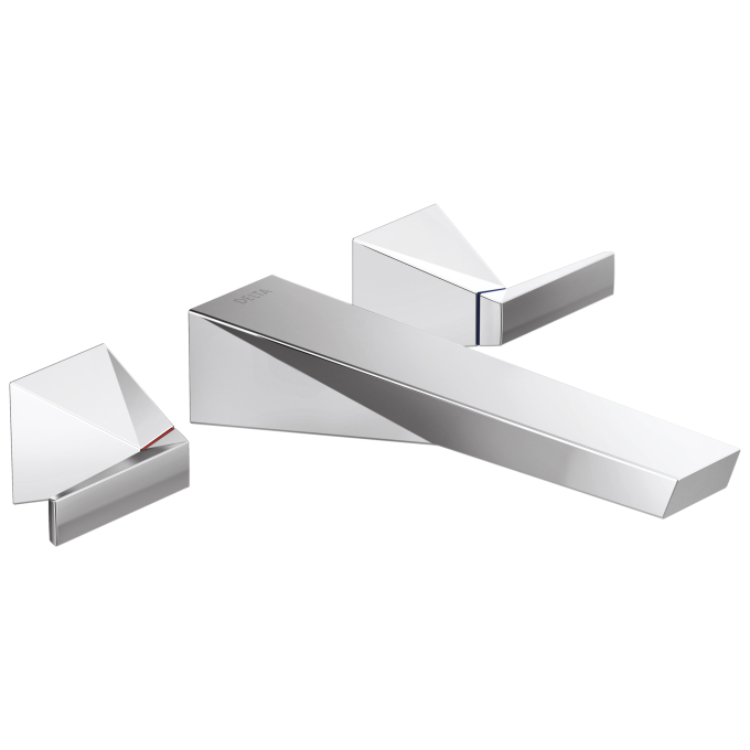 DELTA Trillian Two Handle Wall Mount Bathroom Faucet Trim — Lumicoat® Chrome