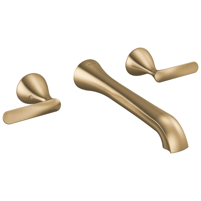 DELTA Bonacci Two Handle Wall Mount Bathroom Faucet — Lumicoat® Champagne Bronze