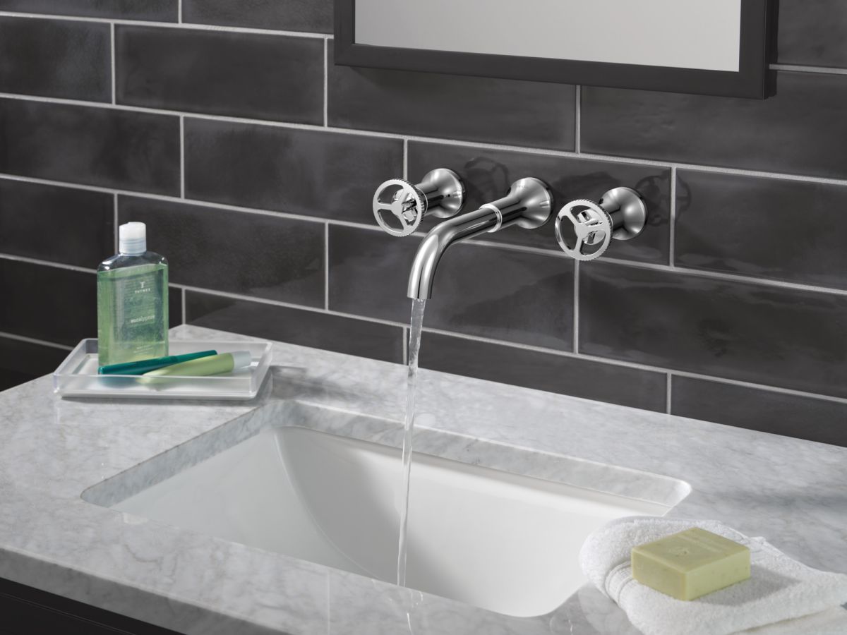 DELTA Trinsic Two Handle Wall Mount Bathroom Faucet — Chrome