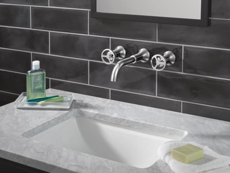 DELTA Trinsic Two Handle Wall Mount Bathroom Faucet — Chrome