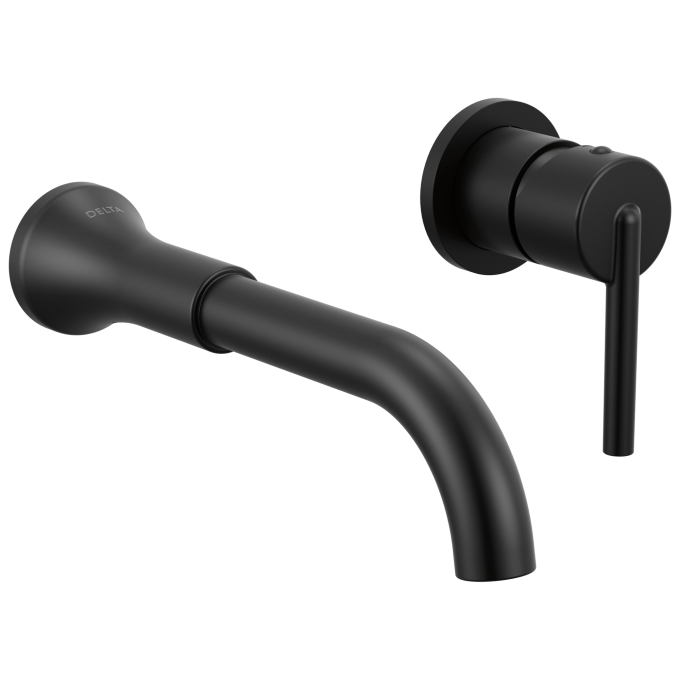 DELTA Trinsic Single Handle Wall Mount Bathroom Faucet Trim — Matte Black