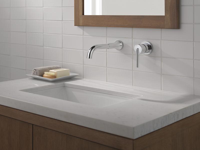 DELTA Trinsic Single Handle Wall Mount Bathroom Faucet Trim — Chrome