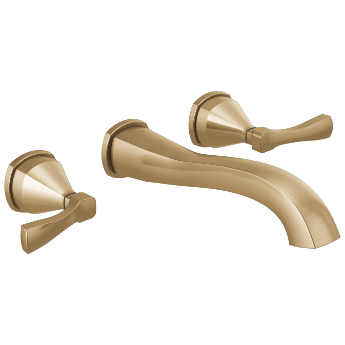 DELTA Stryke Two Handle Wall Mount Bathroom Faucet Trim — Lumicoat® Champagne Bronze