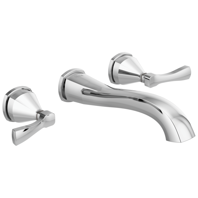 DELTA Stryke Two Handle Wall Mount Bathroom Faucet Trim — Lumicoat® Chrome