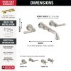 DELTA Broderick Two Handle Wall Mount Bathroom Faucet Trim - Less Handles — Lumicoat® Stainless