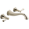 DELTA Cassidy Two Handle Wall Mount Bathroom Faucet Trim — Polished Nickel