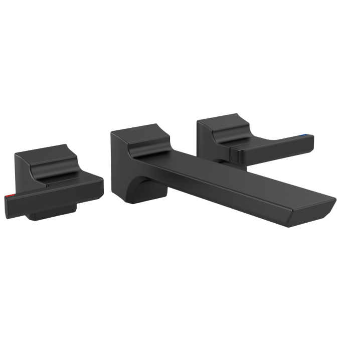 DELTA Pivotal Two-Handle Wall Mount Bathroom Faucet Trim — Matte Black