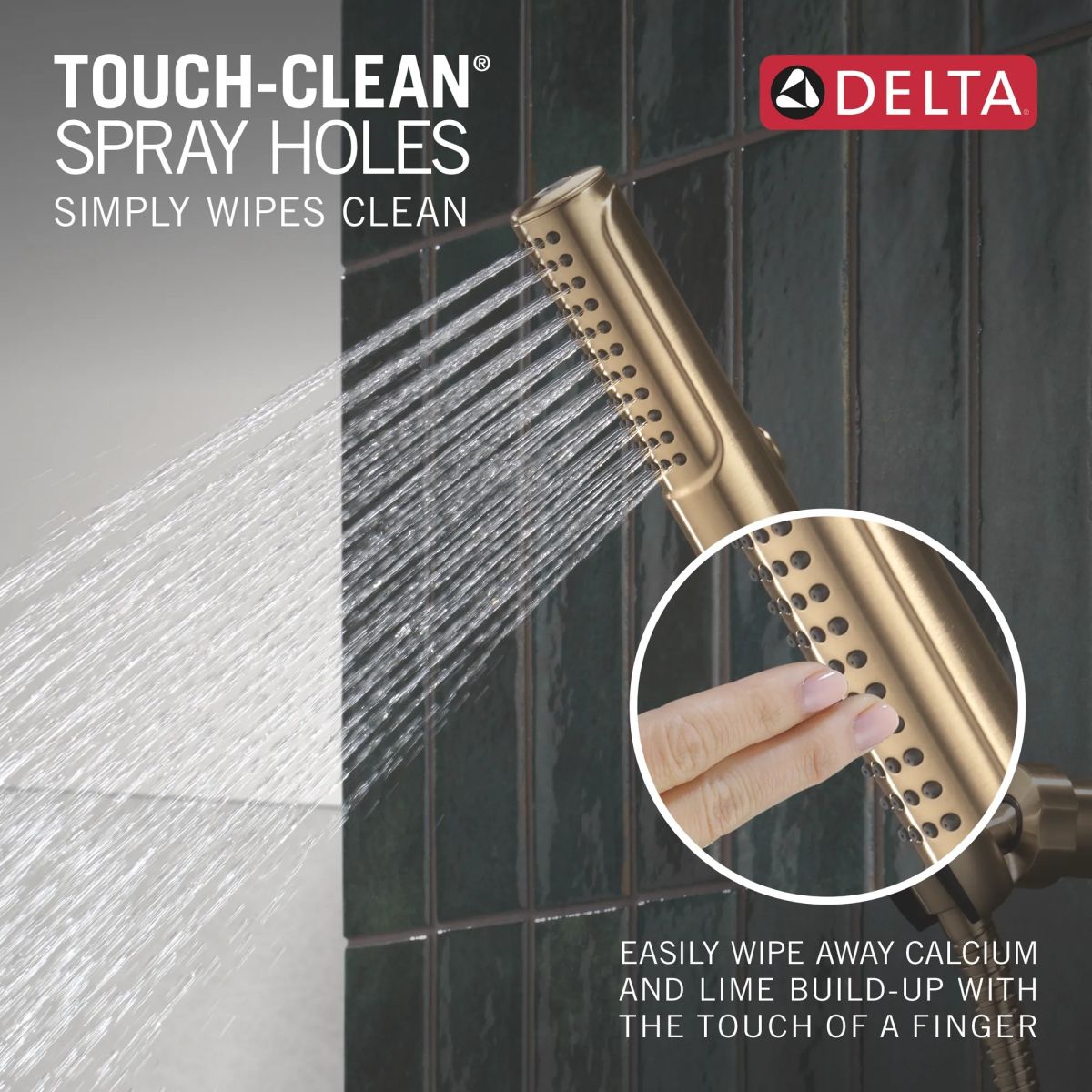 DELTA Bonacci Three Hole Roman Tub Trim with Hand Shower — Lumicoat® Champagne Bronze