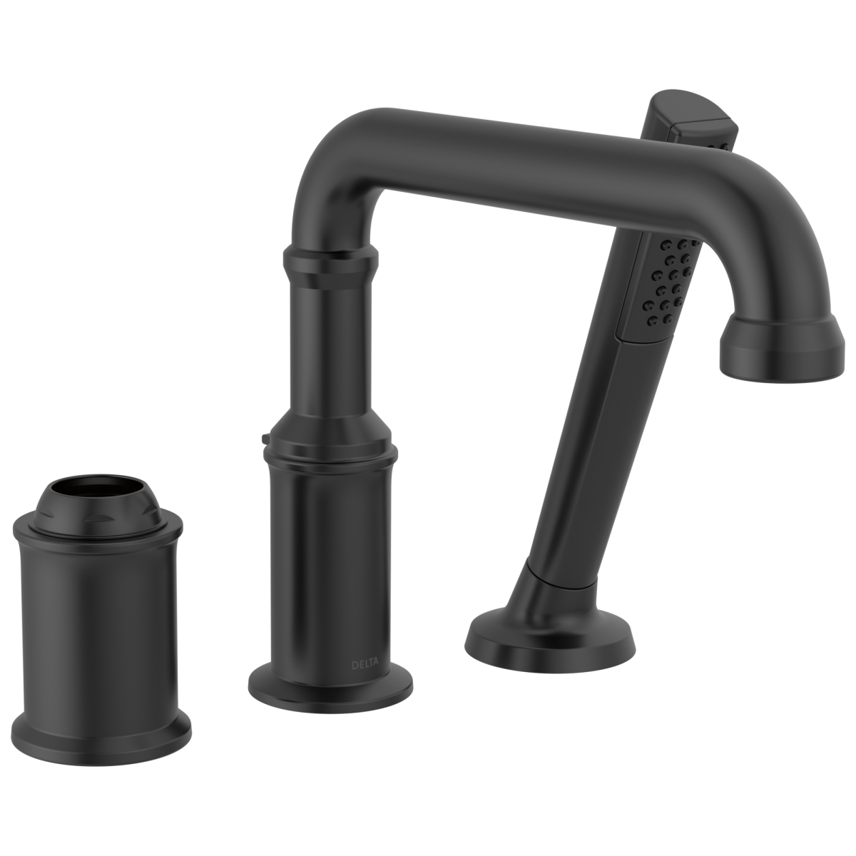 DELTA Broderick Three Hole Roman Tub Trim with Hand Shower - Less Handle — Matte Black