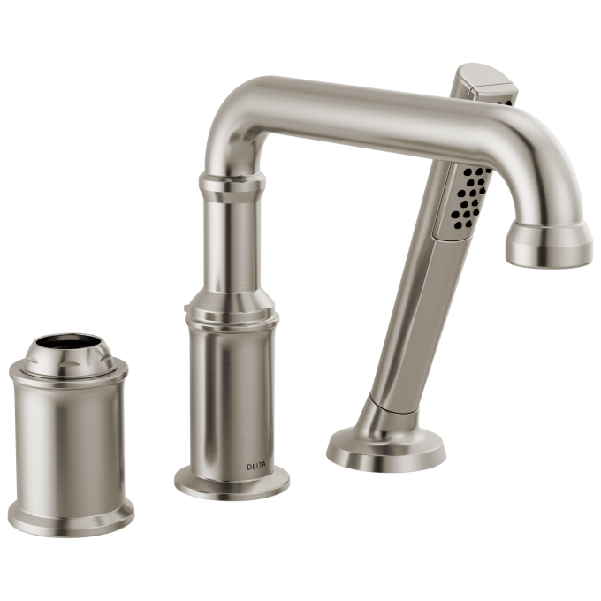 DELTA Broderick Three Hole Roman Tub Trim with Hand Shower - Less Handle — Lumicoat® Stainless