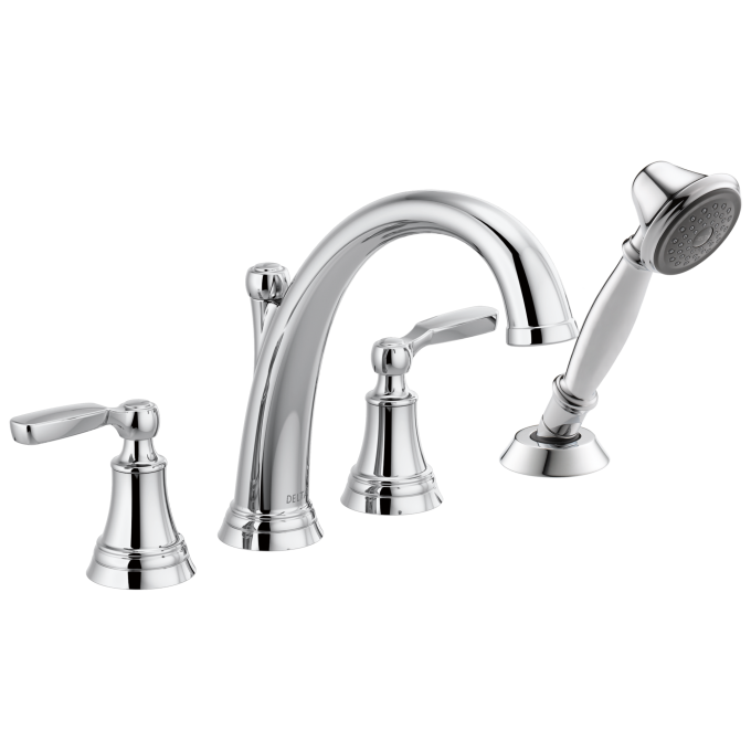 DELTA Woodhurst Roman Tub with Handshower Trim — Chrome