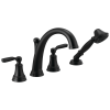 DELTA Woodhurst Roman Tub with Hand Shower Trim — Matte Black