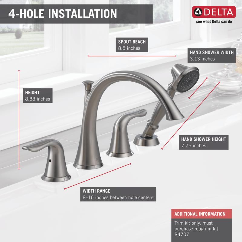 DELTA Lahara Roman Tub with Handshower Trim — Stainless