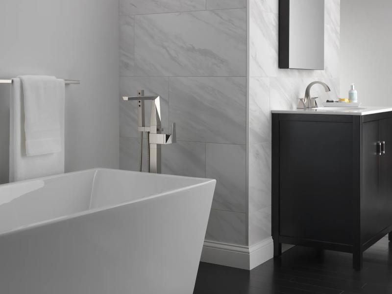 DELTA Trillian Two Handle Widespread Bathroom Faucet — Lumicoat® Stainless