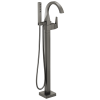 DELTA Trillian Single Handle Floor Mount Tub Filler Trim — Lumicoat® Black Stainless