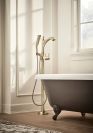 DELTA Dorval Single Handle Floor Mount Tub Filler Trim - Less Handle — Champagne Bronze
