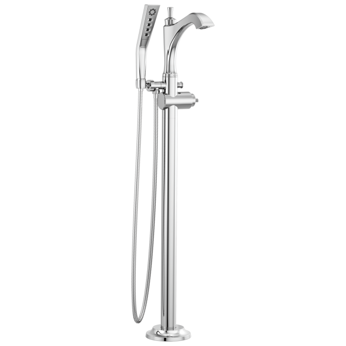 DELTA Dorval Single Handle Floor Mount Tub Filler Trim - Less Handle — Chrome
