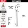 DELTA Dorval Single Handle Floor Mount Tub Filler Trim - Less Handle — Chrome
