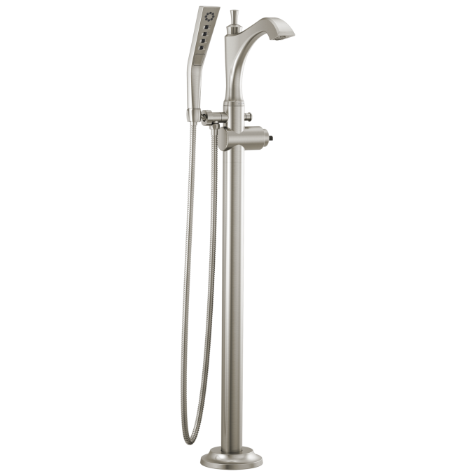 DELTA Dorval Single Handle Floor Mount Tub Filler Trim - Less Handle — Stainless