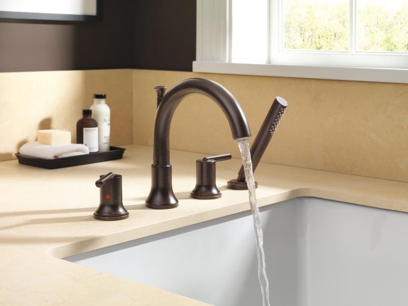 DELTA Trinsic Roman Tub with Hand Shower Trim — Venetian Bronze