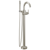 DELTA Trinsic Single Handle Floor Mount Tub Filler Trim with Hand Shower — Stainless