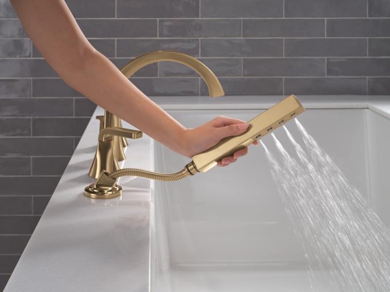 DELTA Lineax Roman Tub Trim with Hand Shower — Champagne Bronze