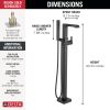 DELTA Ara Single Handle Floor Mount Tub Filler Trim with Hand Shower — Matte Black