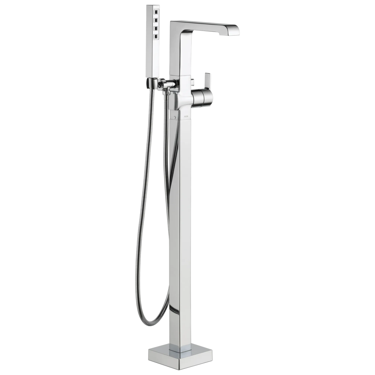 DELTA Ara Single Handle Floor Mount Tub Filler Trim with Hand Shower — Chrome