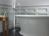 DELTA Ara Single Handle Floor Mount Tub Filler Trim with Hand Shower — Chrome