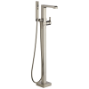 DELTA Ara Single Handle Floor Mount Tub Filler Trim with Hand Shower — Stainless