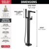 DELTA Ara Single Handle Floor Mount Channel Spout Tub Filler Trim with Hand Shower — Matte Black