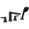 DELTA Galeon 4-Hole Roman Tub Trim with Hand Shower — Matte Black