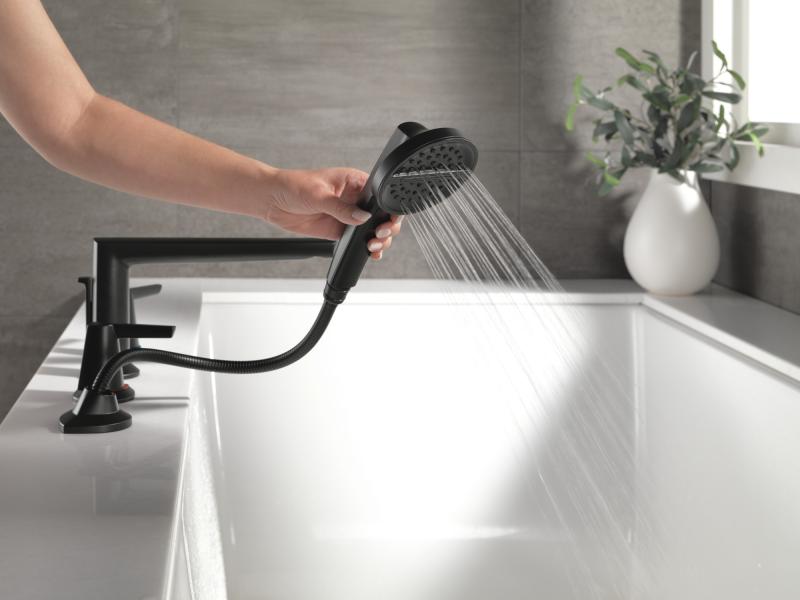 DELTA Galeon 4-Hole Roman Tub Trim with Hand Shower — Matte Black