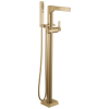 DELTA Zura Single Handle Floor Mount Tub Filler Trim with Hand Shower — Champagne Bronze