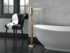 DELTA Zura Single Handle Floor Mount Tub Filler Trim with Hand Shower — Champagne Bronze