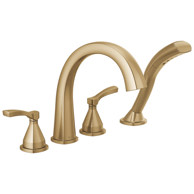 DELTA Stryke Roman Tub Trim with Hand Shower — Lumicoat® Champagne Bronze
