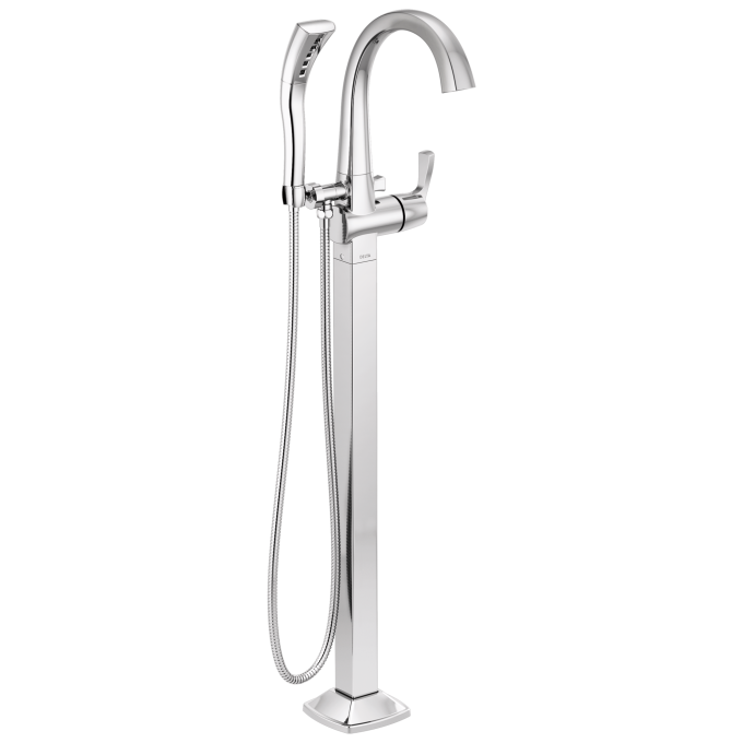 DELTA Stryke Floor Mount Tub Filler Trim — Lumicoat® Chrome