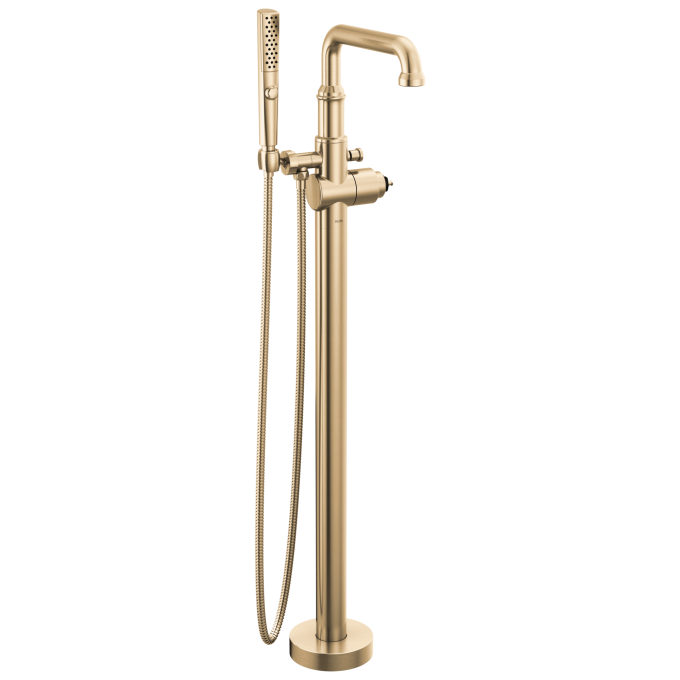 DELTA Broderick Floor Mount Tub Filler Trim- Less Handle — Lumicoat® Champagne Bronze
