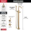 DELTA Broderick Floor Mount Tub Filler Trim- Less Handle — Lumicoat® Champagne Bronze