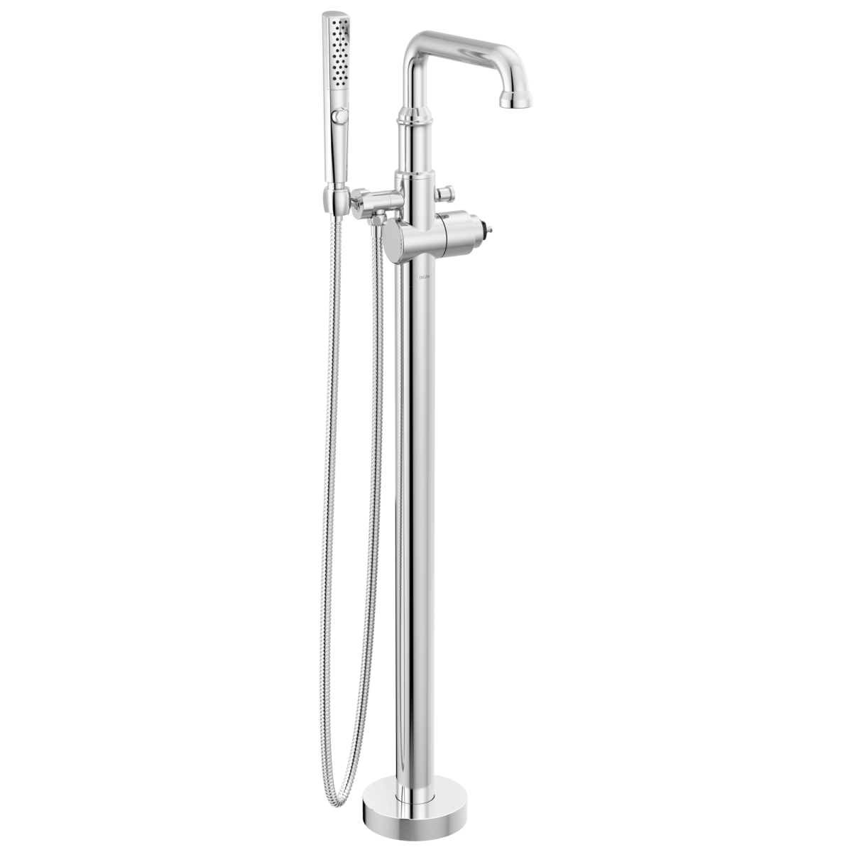 DELTA Broderick Floor Mount Tub Filler Trim- Less Handle — Lumicoat® Chrome