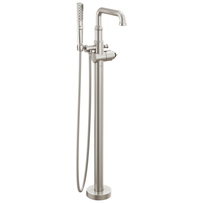 DELTA Broderick Floor Mount Tub Filler Trim- Less Handle — Lumicoat® Stainless