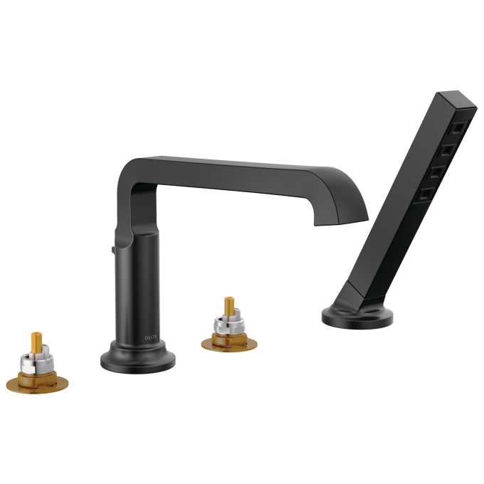 DELTA Tetra Roman Tub Trim with Hand Shower — Matte Black
