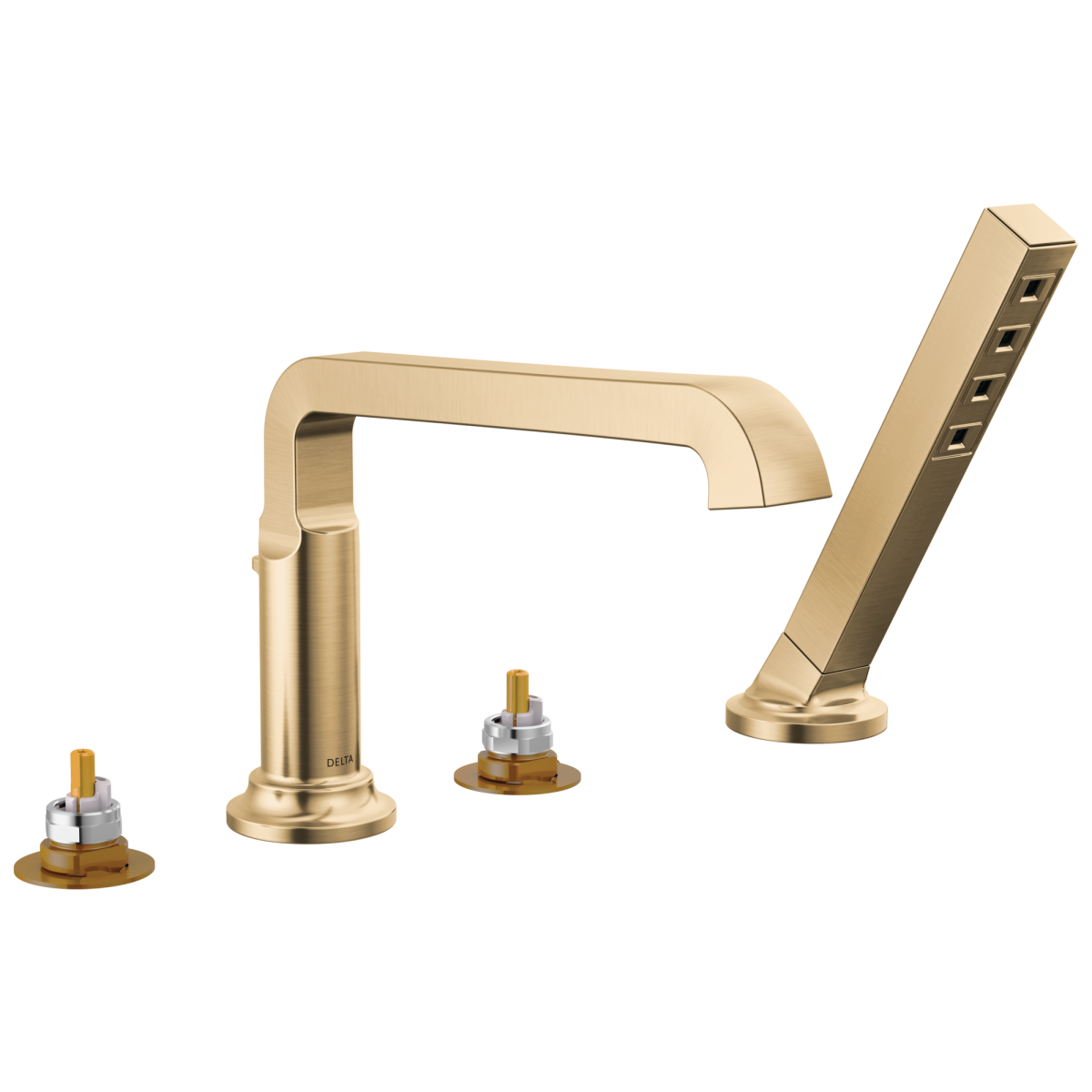 DELTA Tetra Roman Tub Trim with Hand Shower — Lumicoat® Champagne Bronze