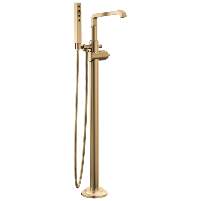 DELTA Tetra Floor Mount Tub Filler Trim — Lumicoat® Champagne Bronze