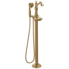 DELTA Cassidy Single Handle Floor Mount Tub Filler Trim with Hand Shower - Less Handle — Champagne Bronze