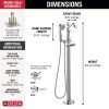 DELTA Cassidy Single Handle Floor Mount Tub Filler Trim with Hand Shower - Less Handle — Chrome