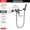 DELTA Bonacci Two Handle Wall Mount Tub Filler Trim with Hand Shower — Matte Black