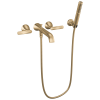 DELTA Bonacci Two Handle Wall Mount Tub Filler Trim with Hand Shower — Lumicoat® Champagne Bronze