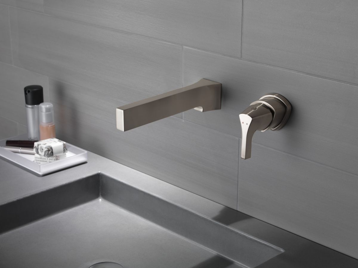 DELTA Zura Single Handle Wall Mount Bathroom Faucet Trim — Stainless